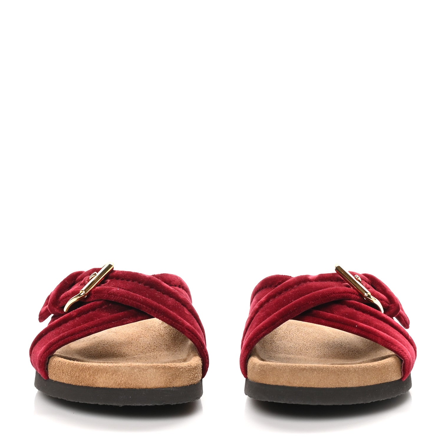 Valentino Garavani Velvet Flat Slide Sandals 37 Red 3 of 8