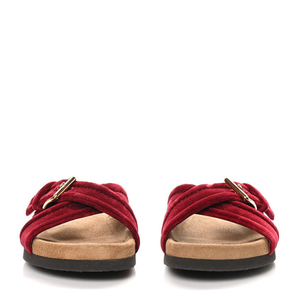 Valentino Garavani Velvet Flat Slide Sandals 37 Red 3 of 8