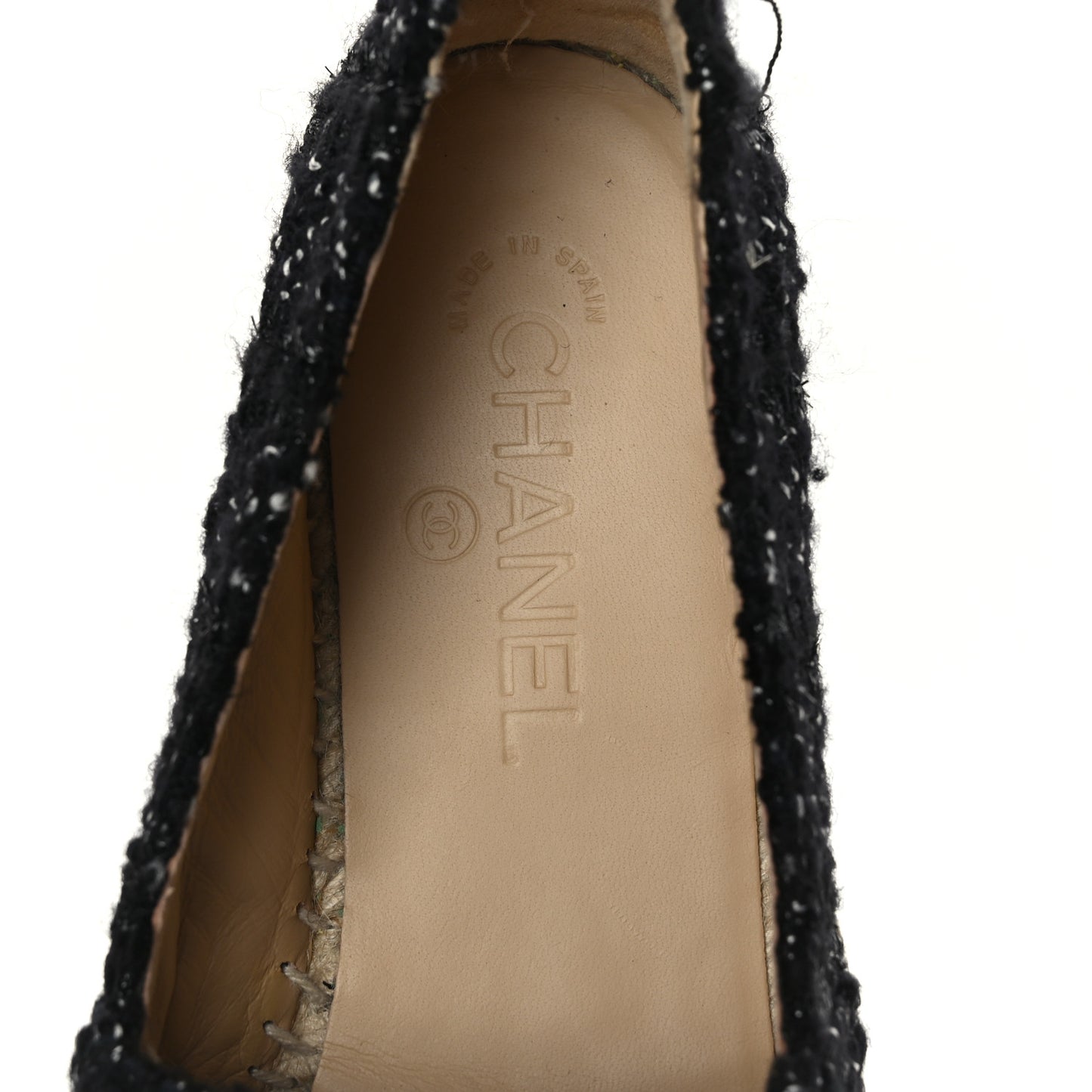 Metallic Lambskin Tweed CC Espadrilles 39 Black Silver