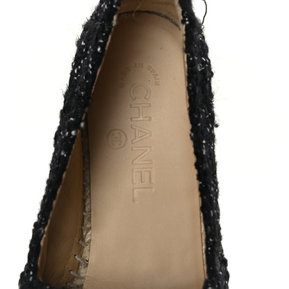 Chanel Metallic Lambskin Tweed CC Espadrilles 39 Black Silver 7 of 8