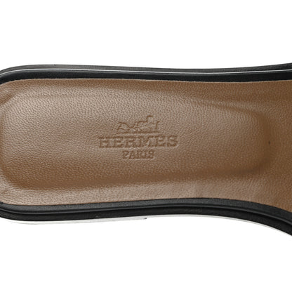 Hermes Box Calfskin Oran Sandals 38.5 Black 7 of 10