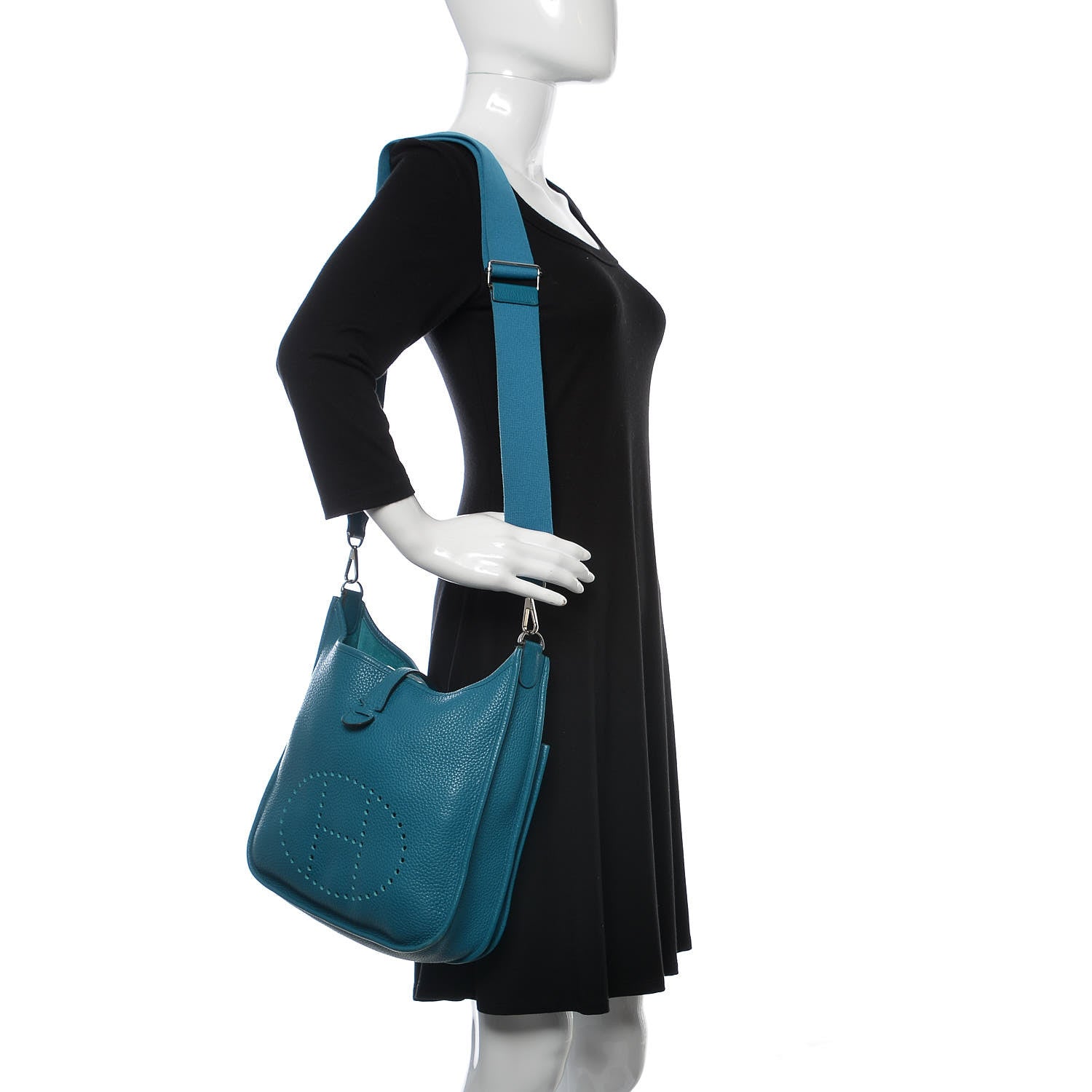 Hermes Taurillon Clemence Evelyne III PM Turquoise 2 of 10
