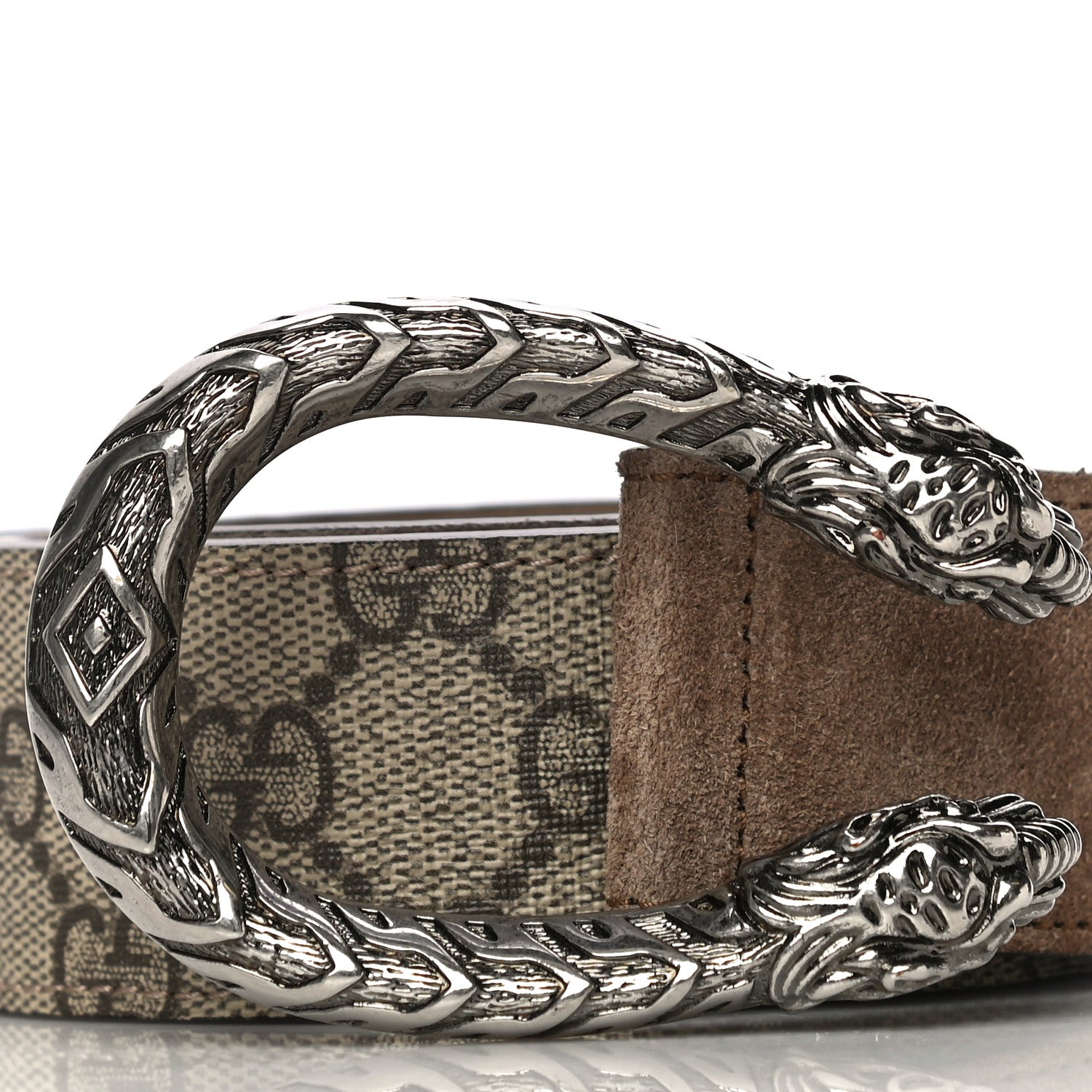 Gucci GG Supreme Monogram Suede Dionysus 40mm Belt 95 38 Beige Taupe 3 of 11