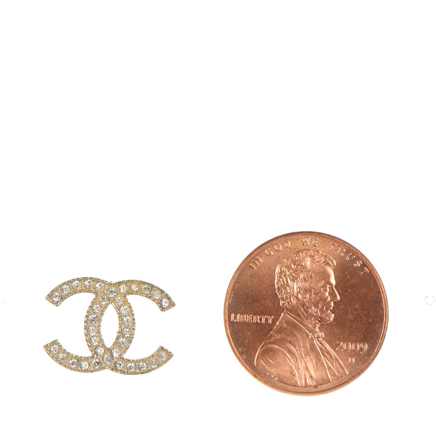Chanel Crystal CC Earrings Gold 2 of 5