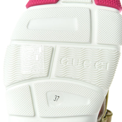 Gucci Mesh Fabric Tinsel Sport Sandals 37 Loess Sand Box Pink 7 of 9