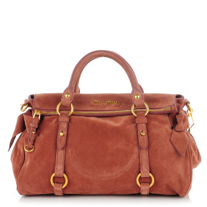 Miu Miu Suede Lux Small Bow Bag Antico 1 of 8