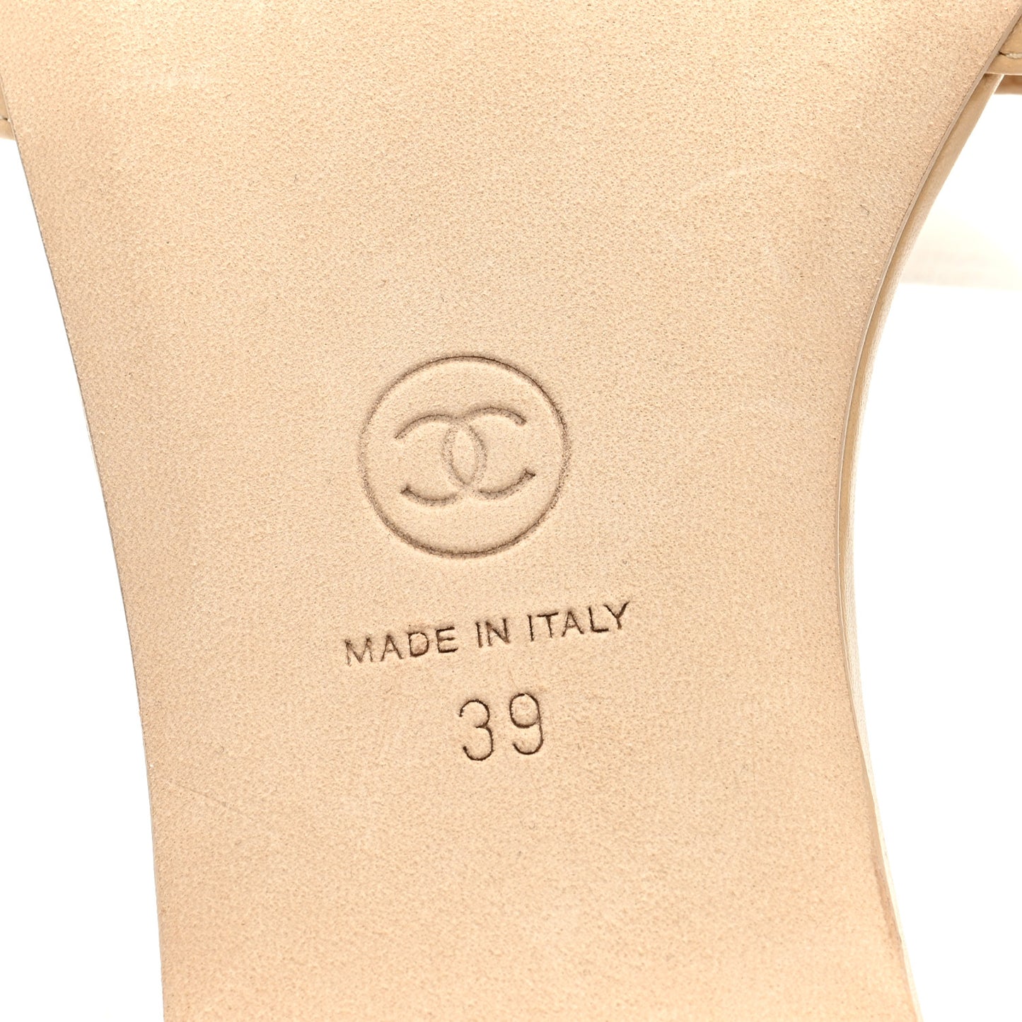 Lambskin Camellia Slide Sandals 39 Beige