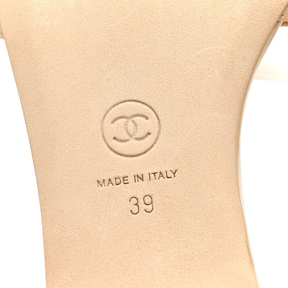 Chanel Lambskin Camellia Slide Sandals 39 Beige 6 of 8