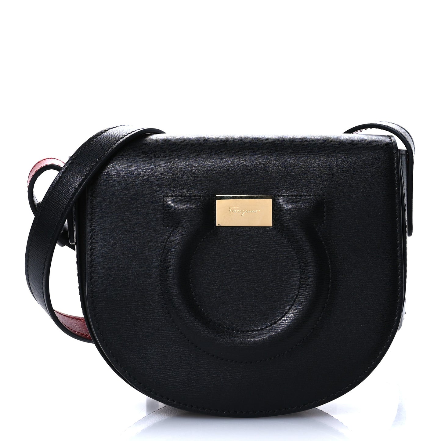 Calfskin Gancio City Saddle Bag Black