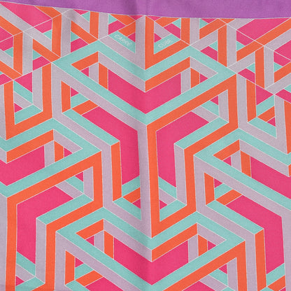Hermes Silk Carre Cube Pocket Square Violet Vermillon Vert 6 of 6