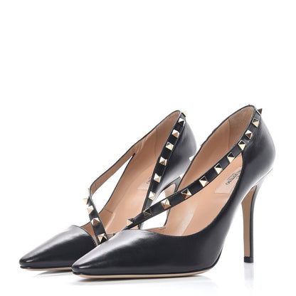 Valentino Garavani Nappa Rockstud Cross Strap D'Orsay 105mm Pumps 39.5 Black 3 of 8