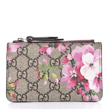 Gucci GG Supreme Monogram Blooms Key Ring Coin Case Beige Multicolor Dry Rose 3 of 7