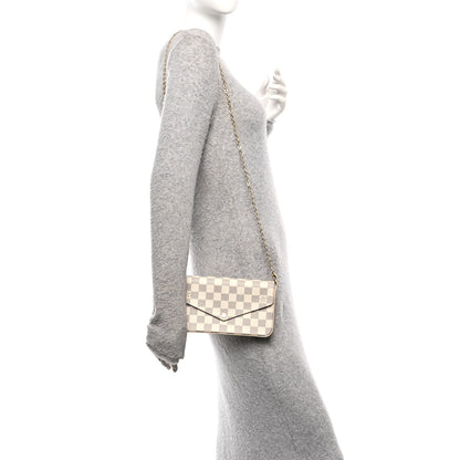 Louis Vuitton Damier Azur Pochette Felicie Chain Wallet Rose Ballerine 2 of 11