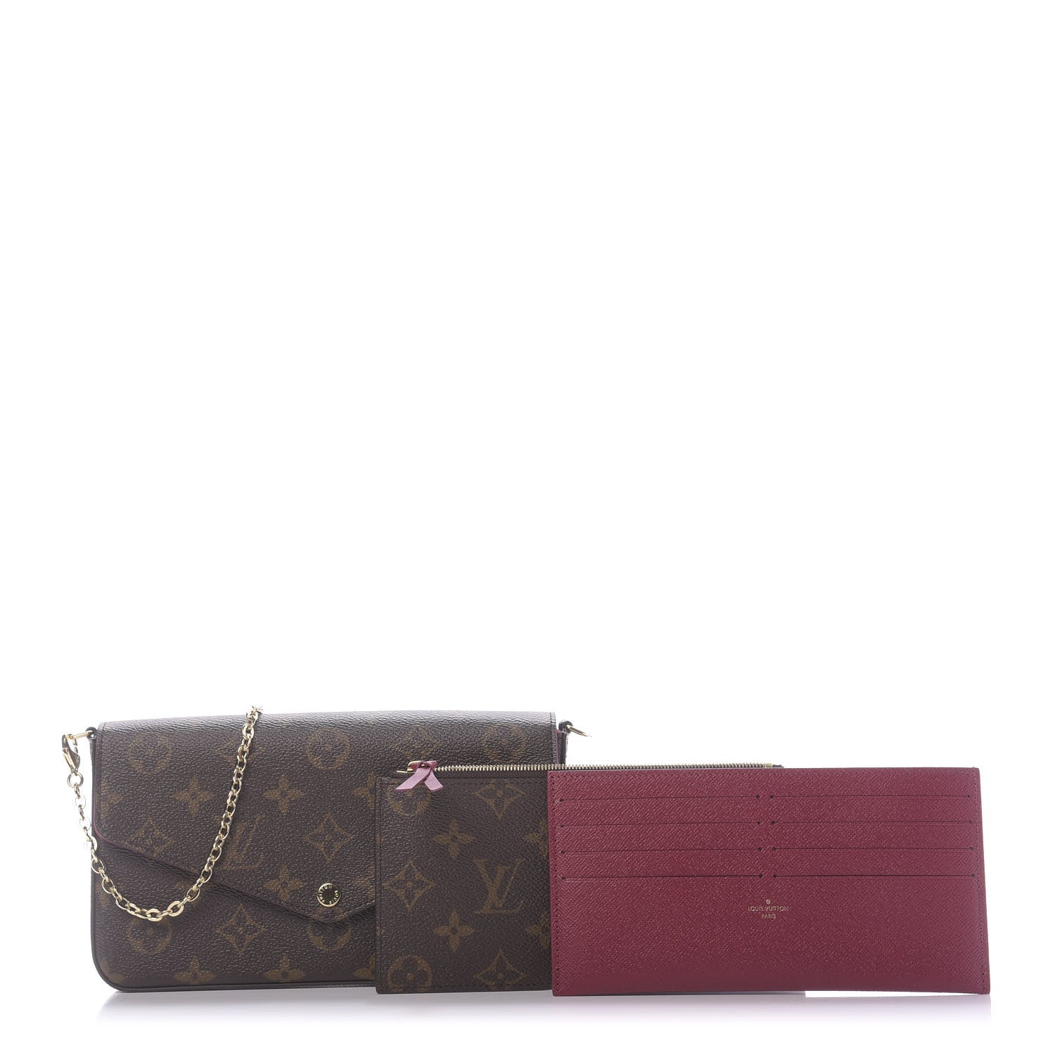 Louis Vuitton Monogram Pochette Felicie Chain Wallet Fuchsia 1 of 12