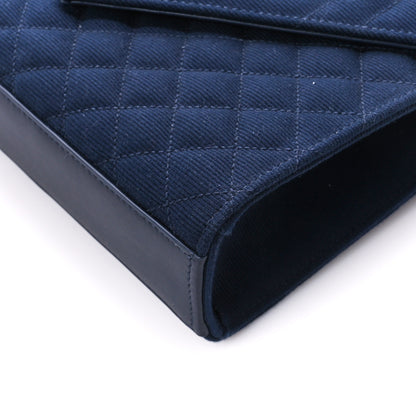 Saint Laurent Canvas Calfskin Mixed Matelasse Triquilt Medium Monogram Satchel Deeply Blue 11 of 11