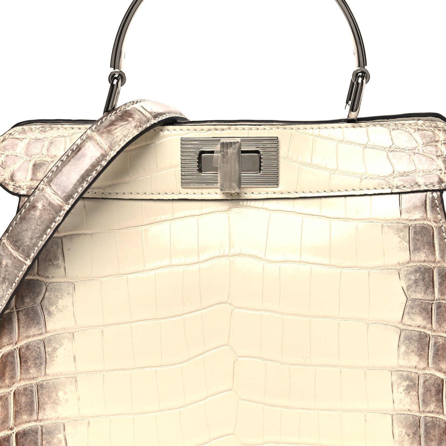 Fendi Shiny Crocodile Small Peekaboo I SEE U Satchel White 7 of 10