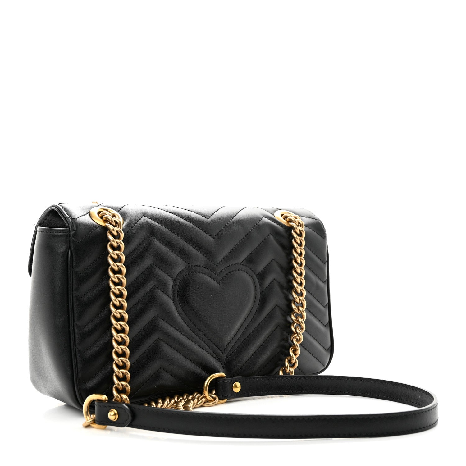 Gucci Calfskin Matelasse Small GG Marmont Shoulder Bag Black 3 of 11
