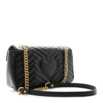 Gucci Calfskin Matelasse Small GG Marmont Shoulder Bag Black 3 of 11