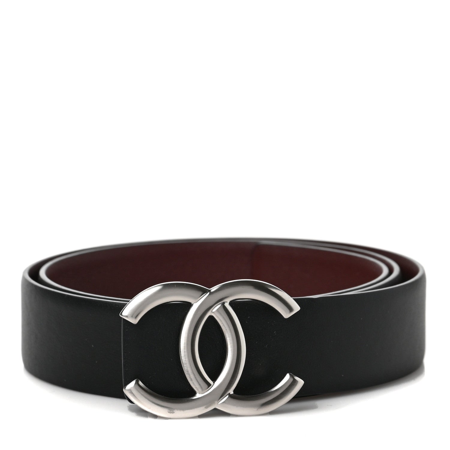 Chanel Calfskin CC Reversible Belt 80 32 Black Burgundy 1 of 4
