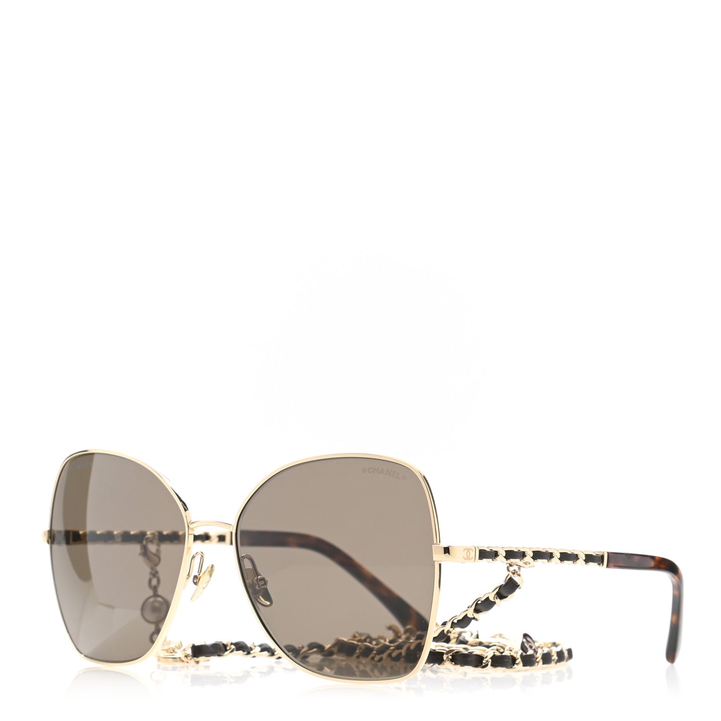 Metal Square Frame Chain Sunglasses 4274-Q Brown
