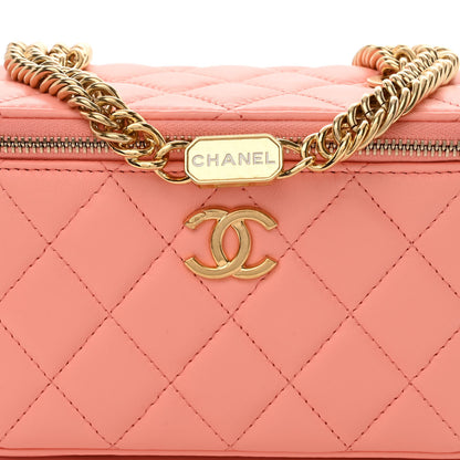 Chanel Lambskin Resin Quilted Vanity Case With Chain Pink 8 of 12