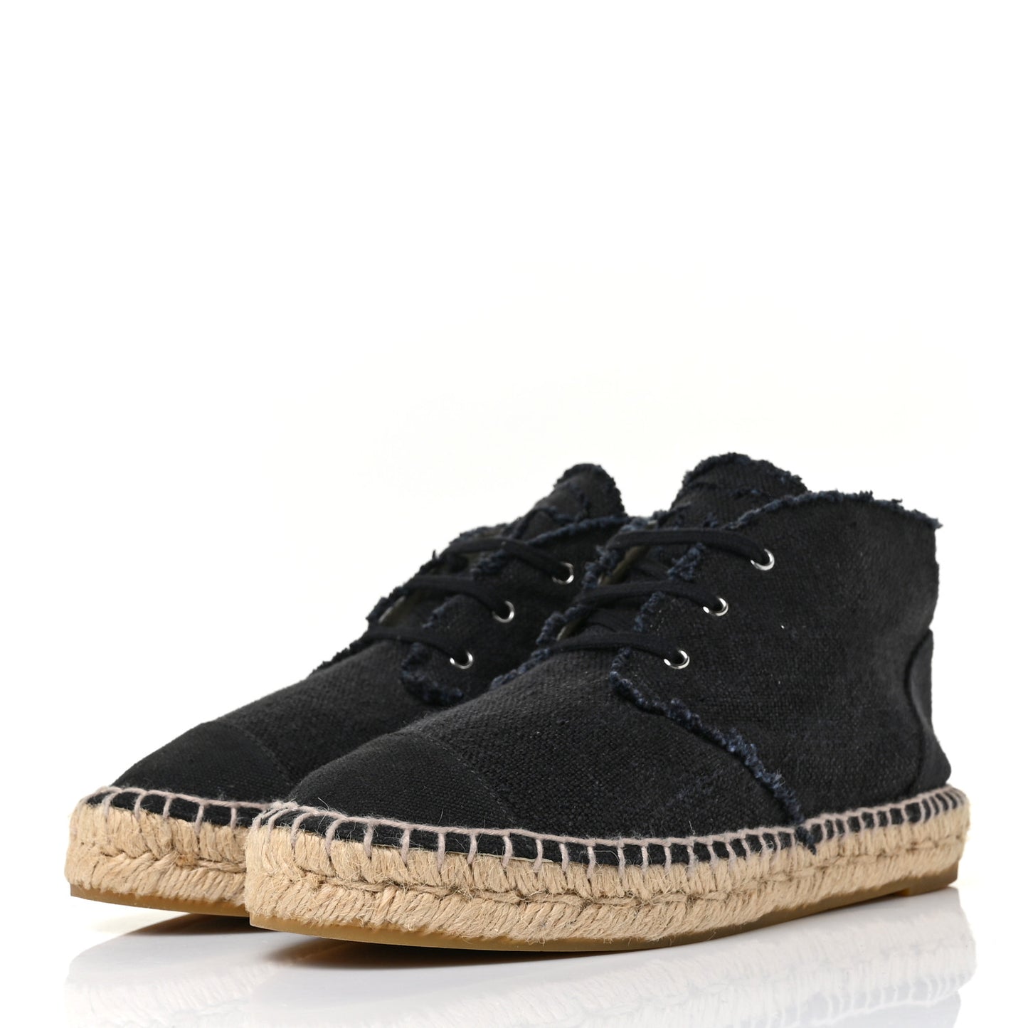 Canvas Cap Toe Lace Up Espadrilles 38 Dark Navy