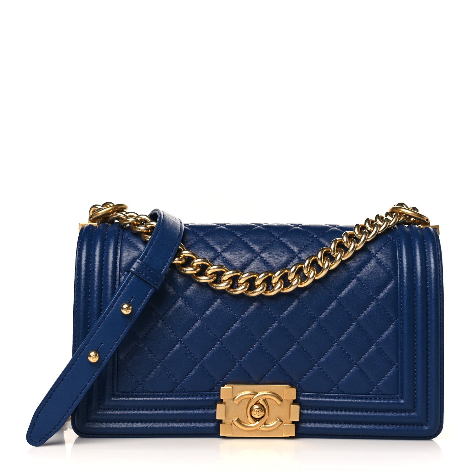 Chanel Lambskin Quilted Medium Boy Flap Blue 1 of 9