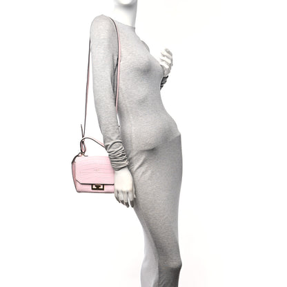 Givenchy Calfskin Crocodile Embossed Mini Eden Top Handle Pink 2 of 9