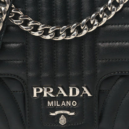 Prada Soft Calfskin Impunture Diagramme Medium Chain Flap Shoulder Bag Black 7 of 9
