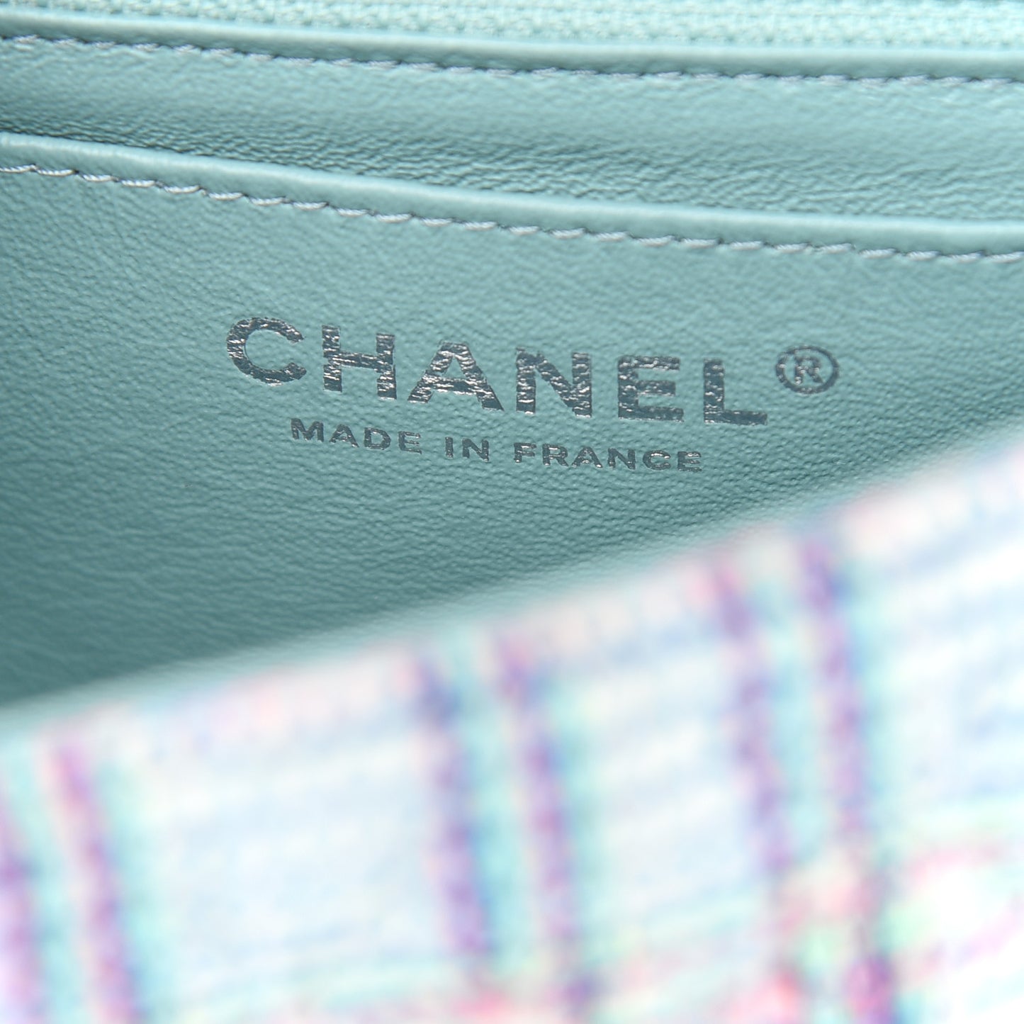 Tweed Quilted Mini Rectangular Flap Blue