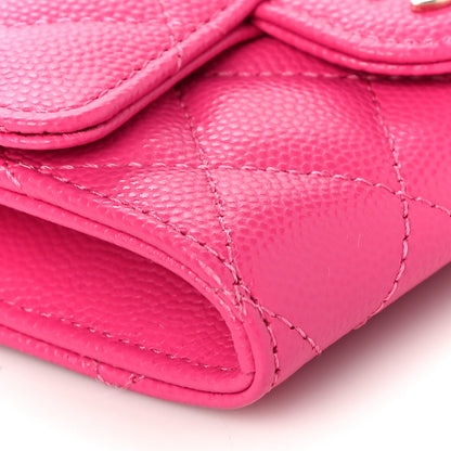 Chanel Caviar Quilted Flap Card Holder Wallet Dark Pink 10 of 12