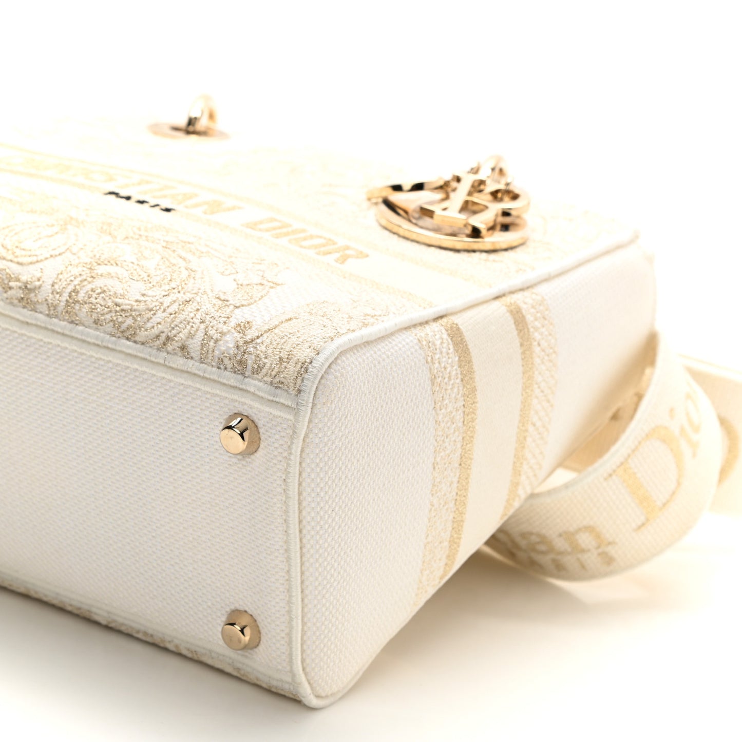 Canvas Around The World Stella Embroidered Medium Lady D-Lite White Gold