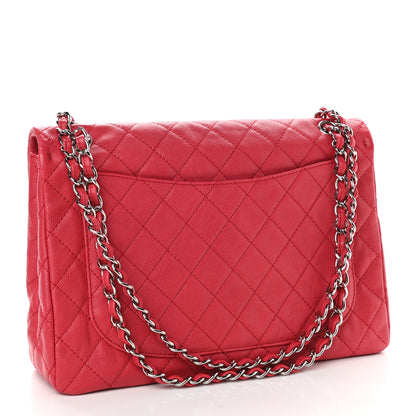 Chanel Washed Caviar Quilted Maxi Single Flap Fuchsia 3 of 10