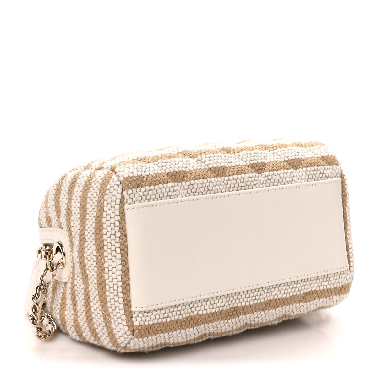 Printed Fabric Clutch With Chain Beige Light Beige
