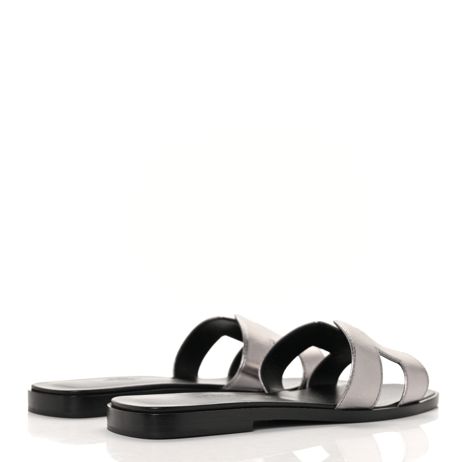 Hermes Metallic Nappa Oran Sandals 37 Argent 4 of 9