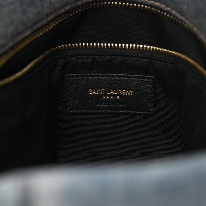 Saint Laurent Denim Quilted Medium Loulou Puffer Monogram Chain Satchel Blue Cinnamon 6 of 10