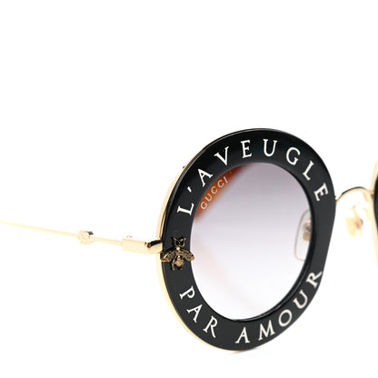 Gucci Metal L'Aveugle Par Amour Round Frame Sunglasses GG0113S Black 7 of 8
