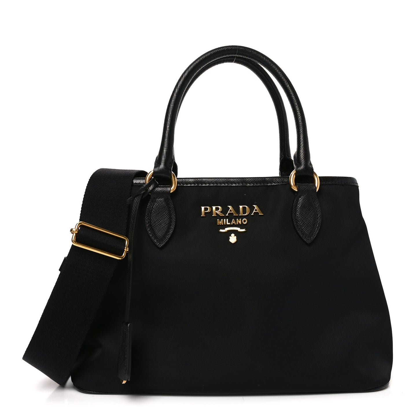 Tessuto Nylon Soft Calf Small Tote Black