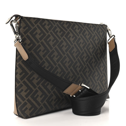 Fendi Glazed Fabric Vitello King FF 1974 Diagonal Medium East West Messenger Tobacco Moro Cuoio 2 of 10