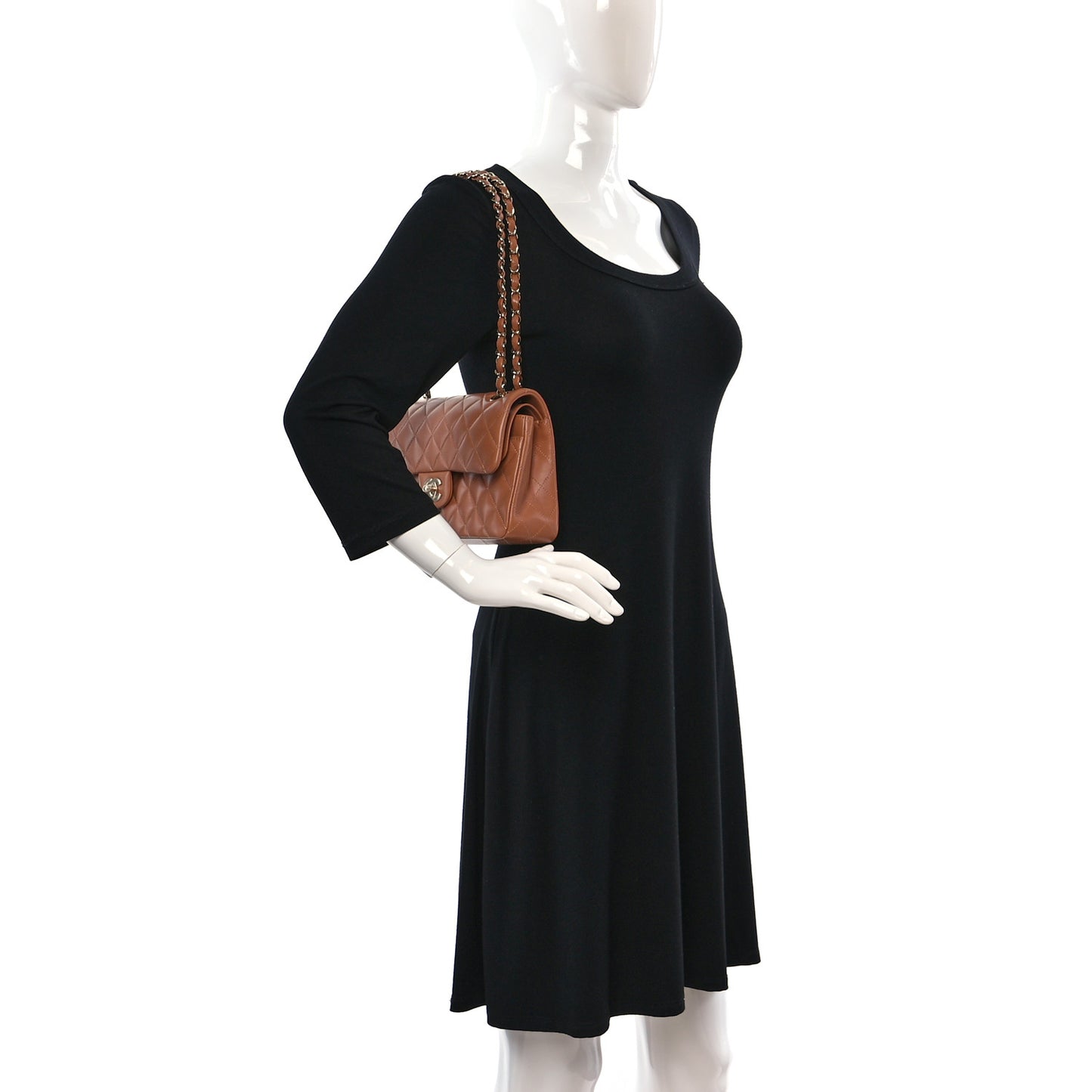 Lambskin Quilted Small Double Flap Brown