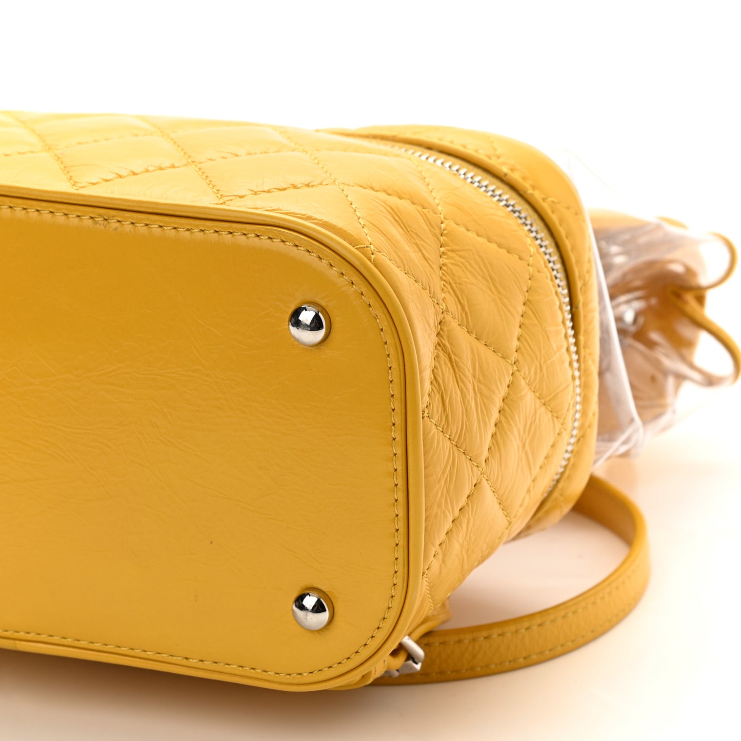 Crumpled Calfskin PVC Quilted Backpack Yellow