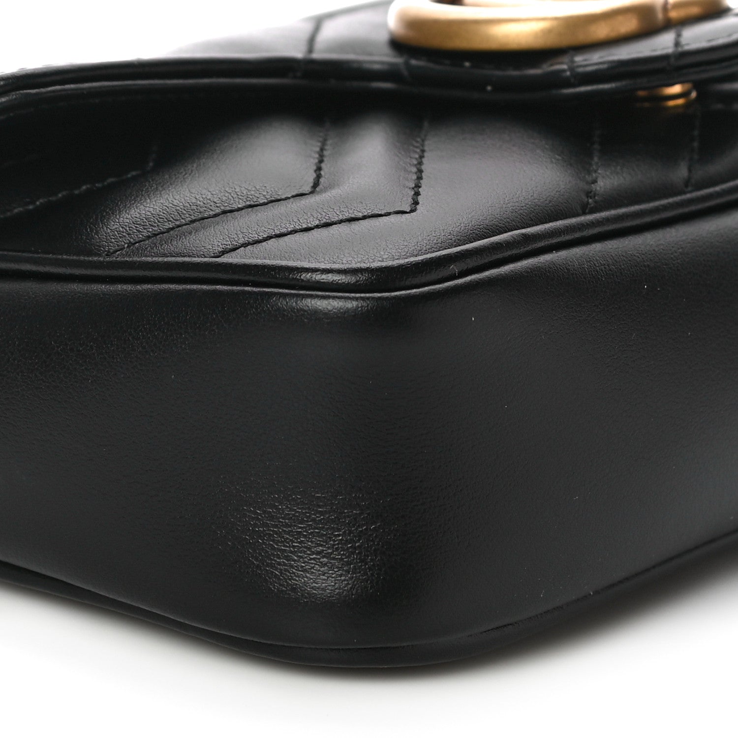 Gucci Calfskin Matelasse Super Mini GG Marmont Shoulder Bag Black 9 of 11