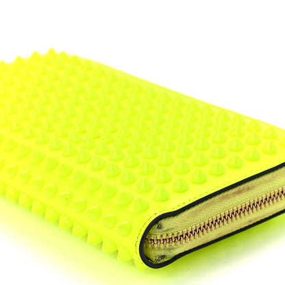 Christian Louboutin Patent Panettone Spiked Zip Around Wallet Neon Yellow 10 of 11
