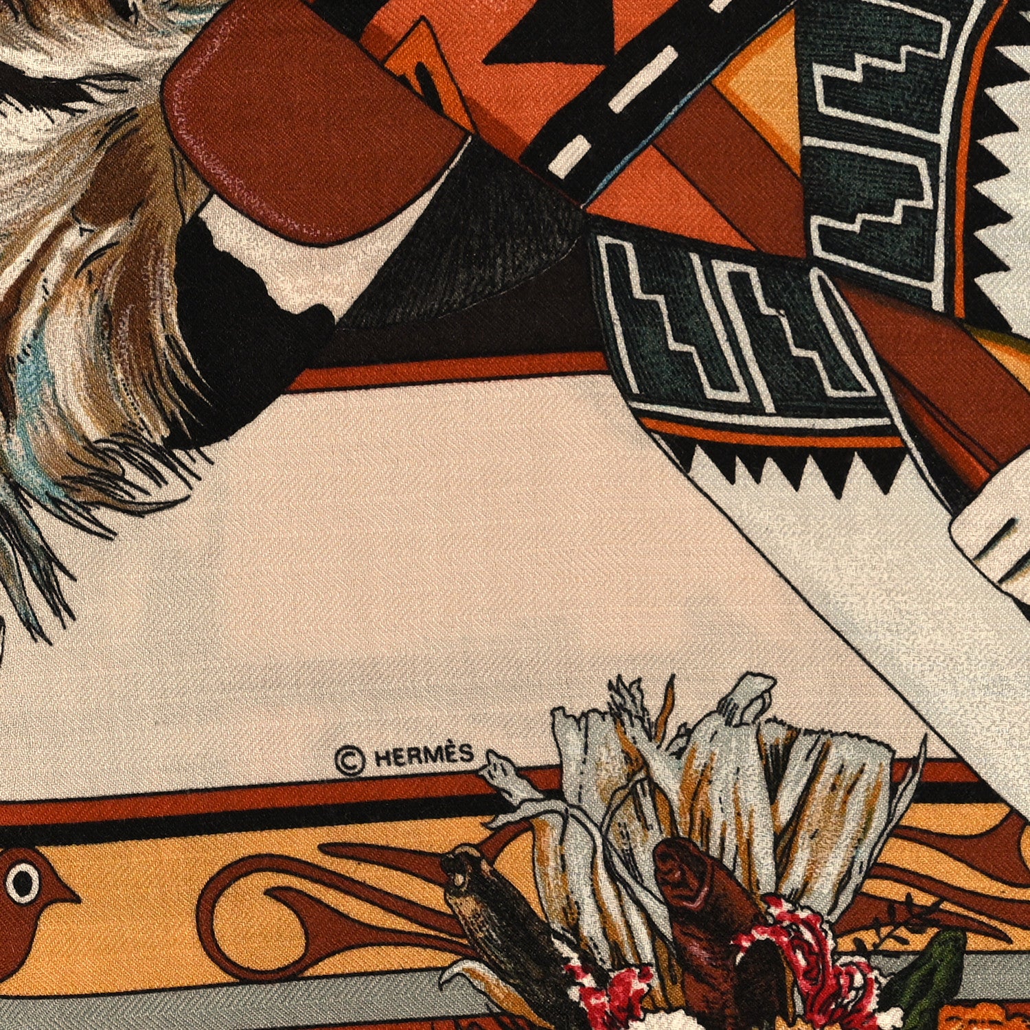 Hermes Cashmere Silk Kachinas Shawl 140 4 of 5