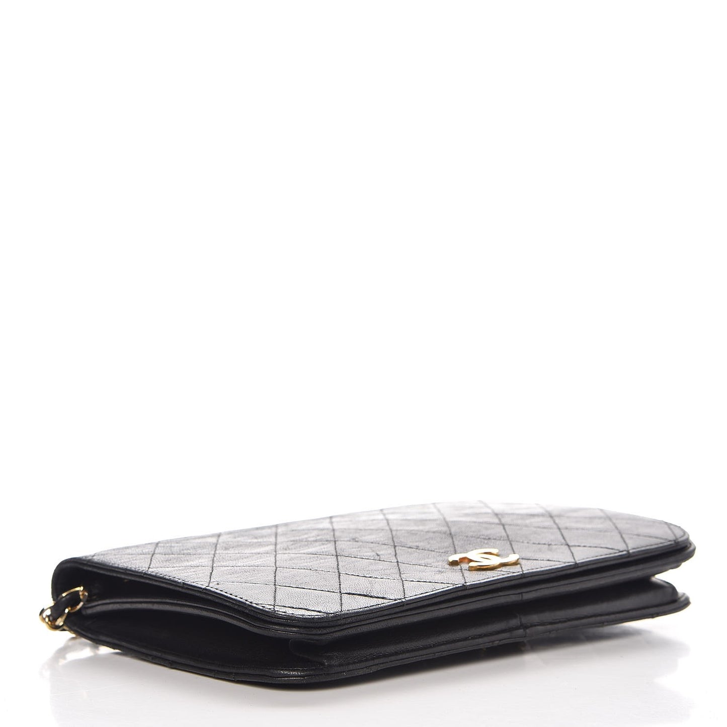 Lambskin Quilted Wallet On Chain WOC Black