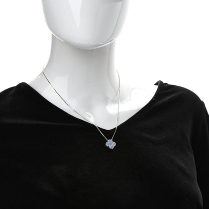 Van Cleef & Arpels 18K White Gold Chalcedony Vintage Alhambra Pendant Necklace 2 of 7