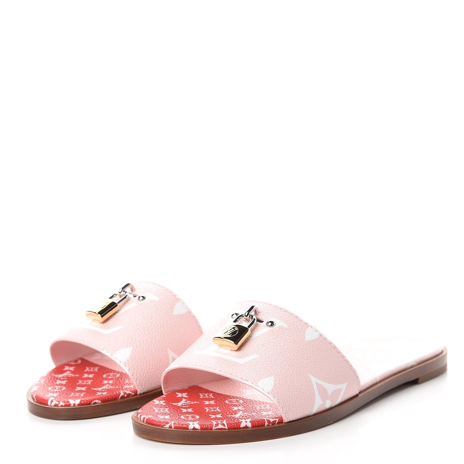 Louis Vuitton Monogram Giant Lock It Flat Mule 38 Rouge Rose 2 of 10