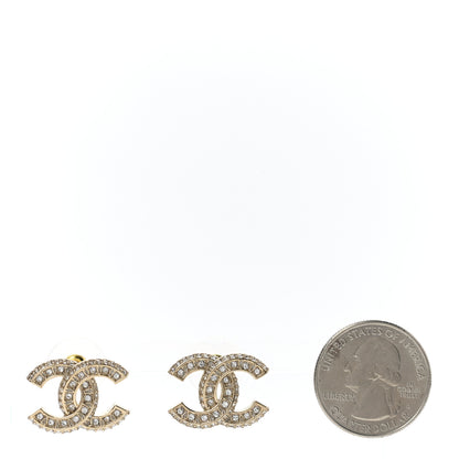 Chanel Crystal Timeless CC Earrings Light Gold 2 of 5