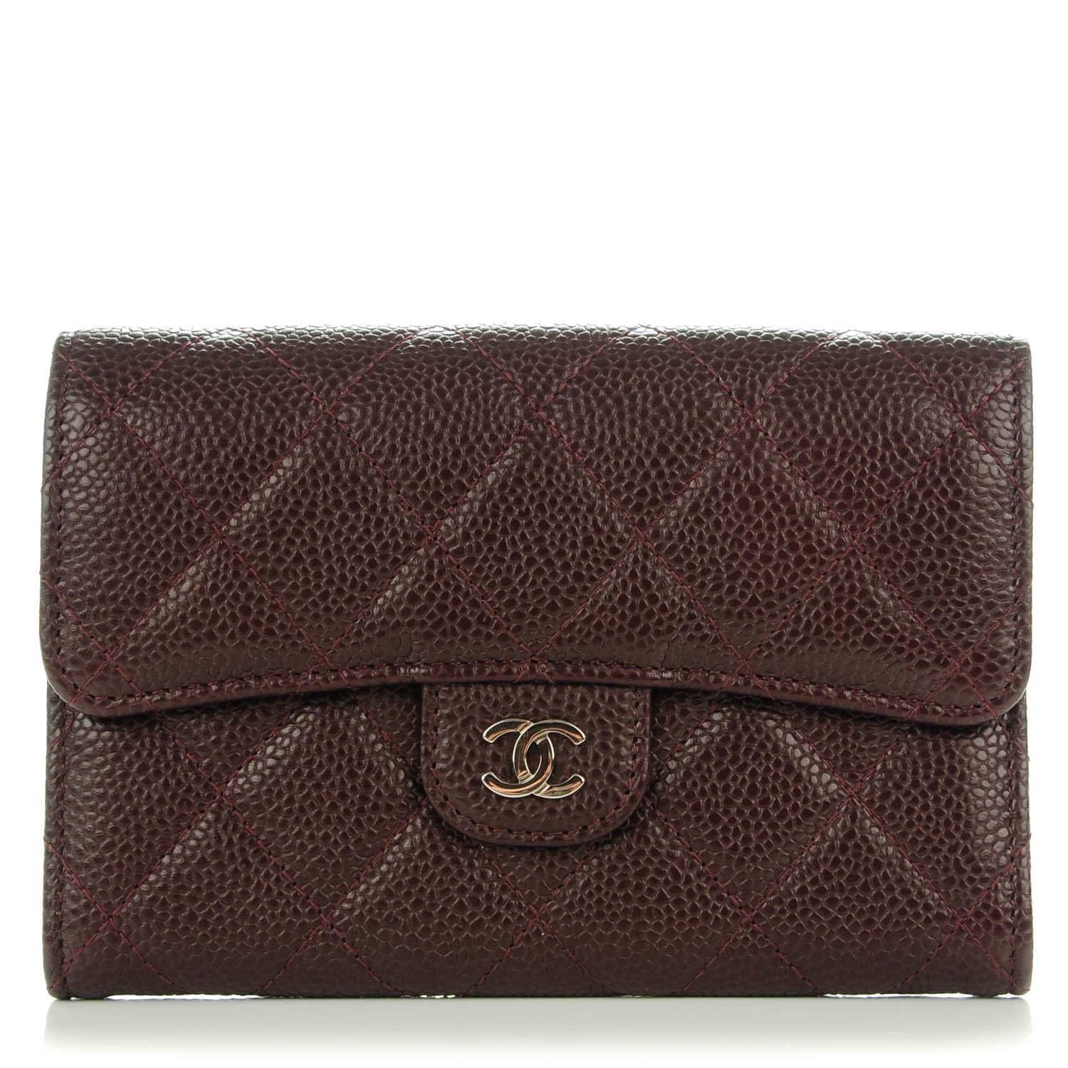 Chanel Caviar Quilted Small Flap Wallet Burgundy 1 of 8