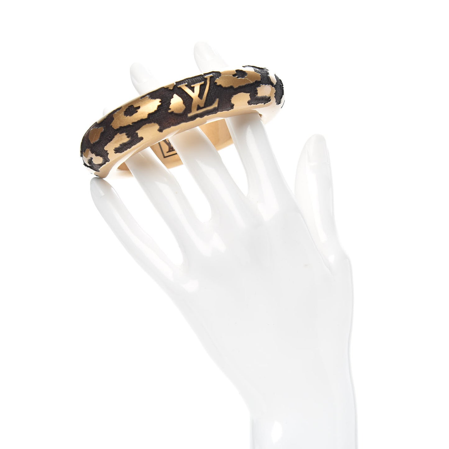 Lacquer Wood Leomonogram Bangle Bracelet Gold